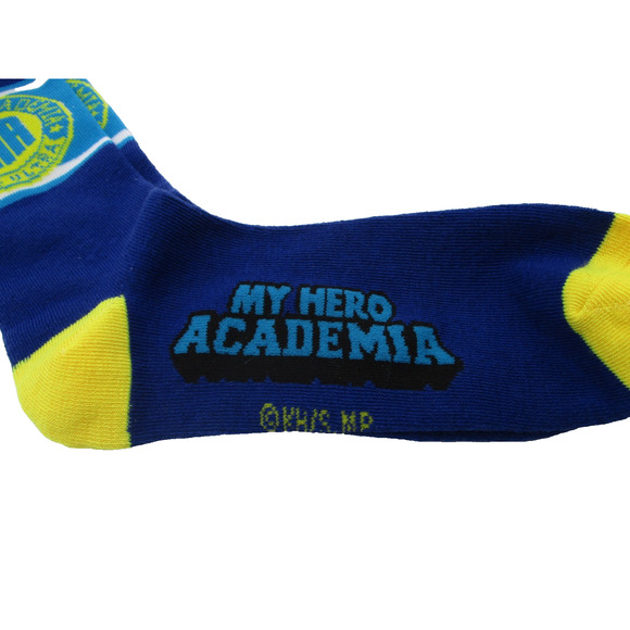 3 Pairs of My Hero Academia Crew Socks Blue Yellow Anime UA Hero Academy Logo - Picture 2 of 4